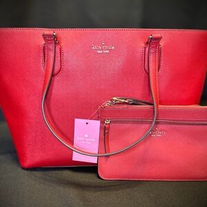 Kate Spade Red Saffiano Leather Tote